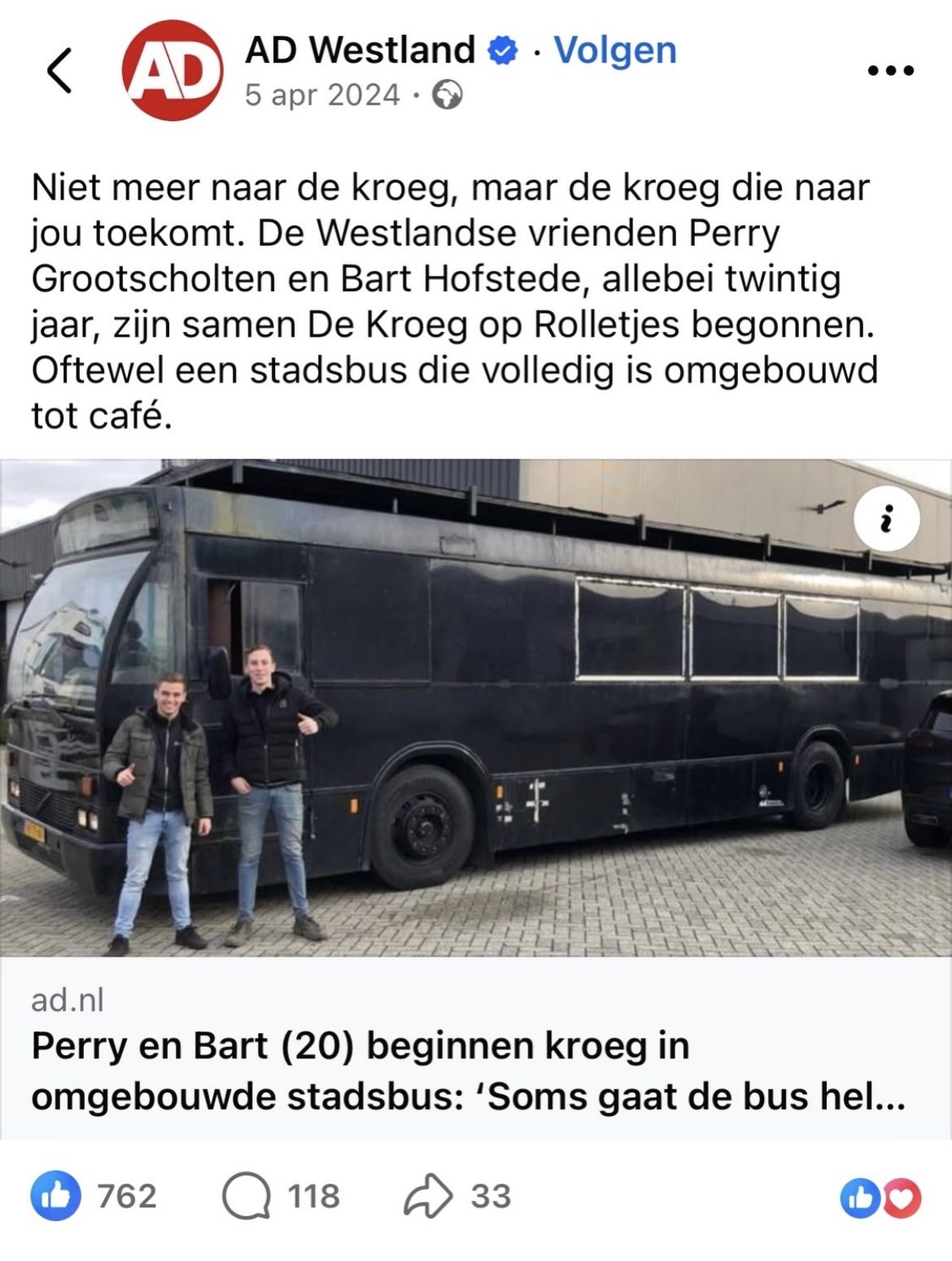 Instagrampost over het artikel in het AD.